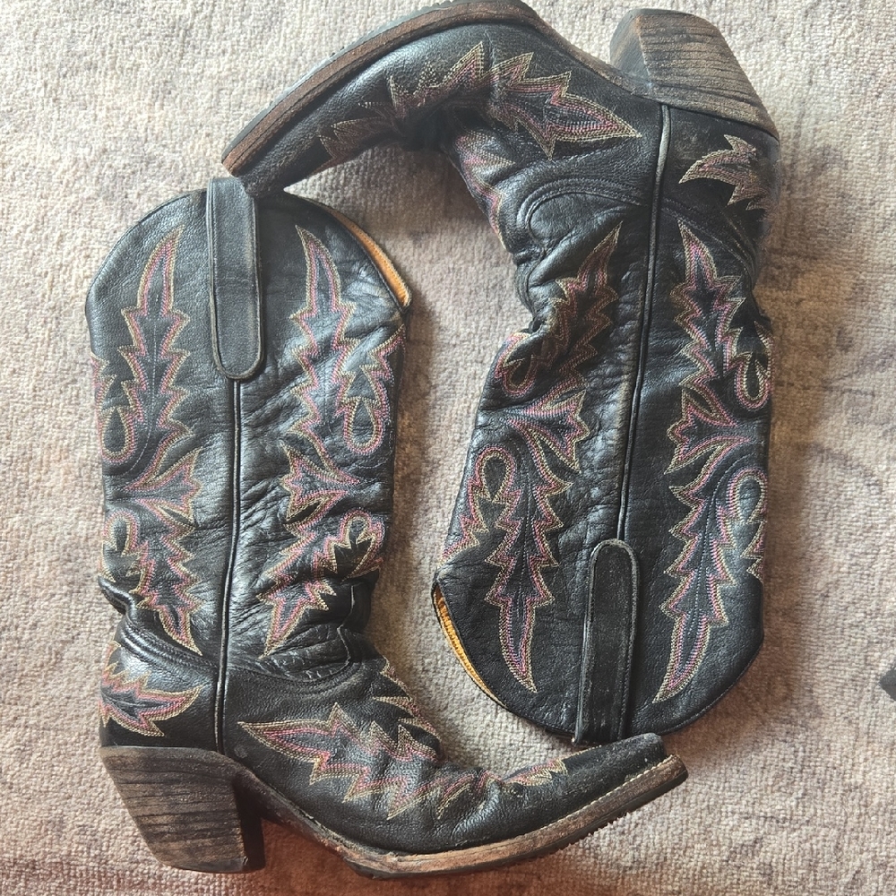 Black Embroidered Western Boots